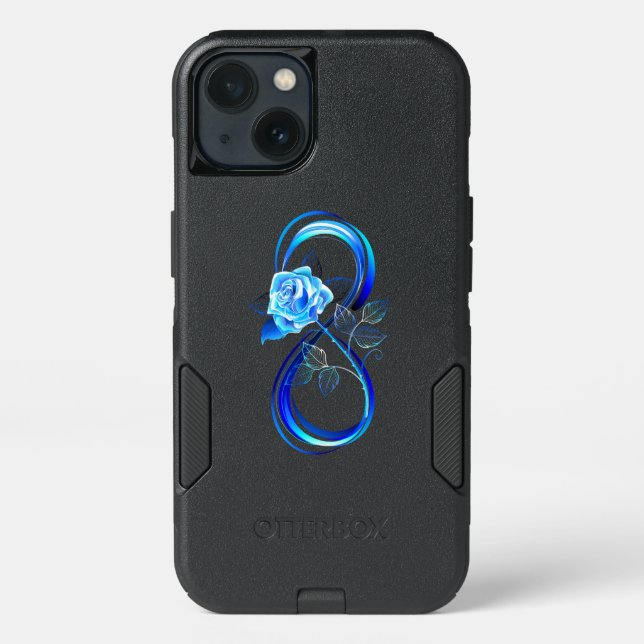 Glowing infinity with blue rose otterbox iPhone case (Back)