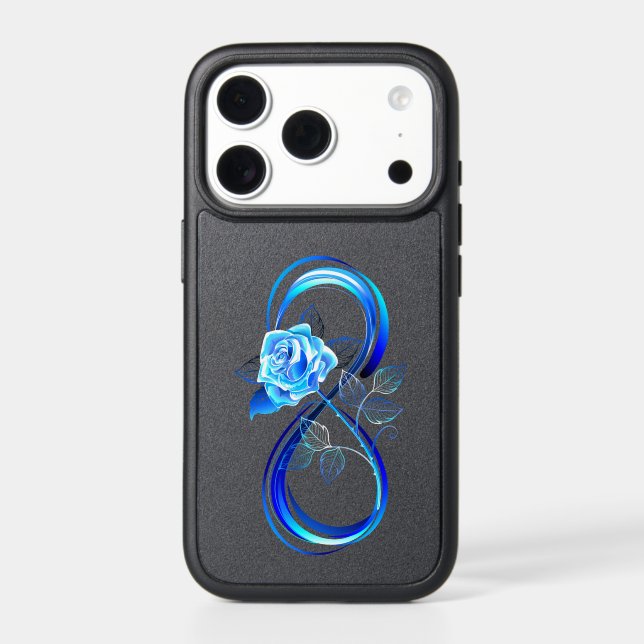 Glowing infinity with blue rose otterbox iPhone case (Back)