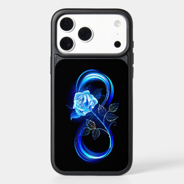 Glowing infinity with blue rose otterbox iPhone case (Back)