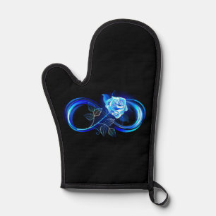 Glowing infinity with blue rose oven mitt