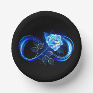Glowing infinity with blue rose paper bowls