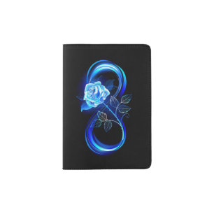 Glowing infinity with blue rose passport holder