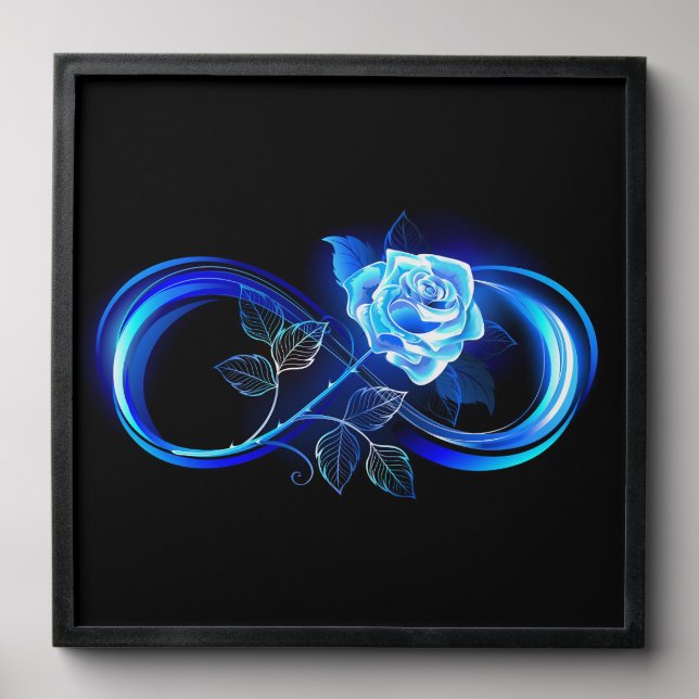 Glowing infinity with blue rose peel and stick photo tile (Front Set)