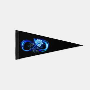 Glowing infinity with blue rose pennant flag