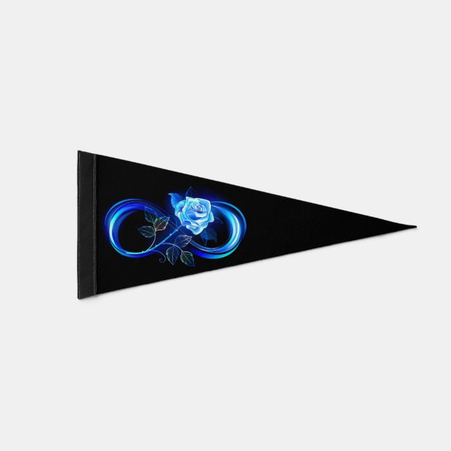Glowing infinity with blue rose pennant flag (Front)