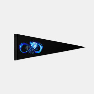 Glowing infinity with blue rose pennant flag