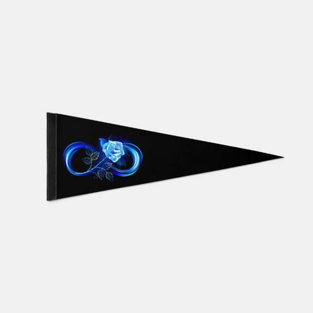 Glowing infinity with blue rose pennant flag (Front)