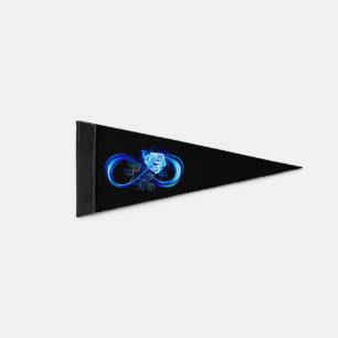 Glowing infinity with blue rose pennant flag