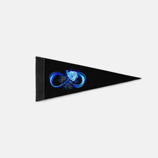 Glowing infinity with blue rose pennant flag (Front)