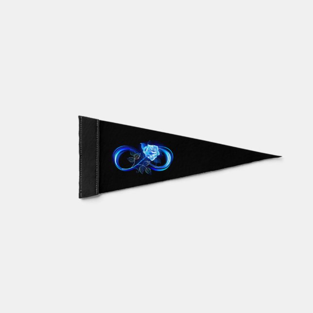 Glowing infinity with blue rose pennant flag (Front)