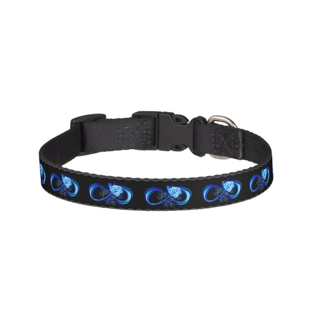 Glowing infinity with blue rose pet collar (Front)