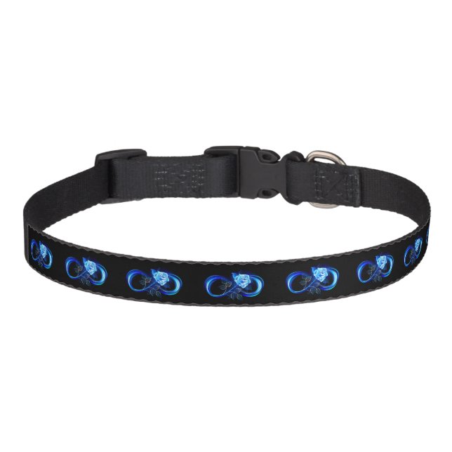 Glowing infinity with blue rose pet collar (Front)