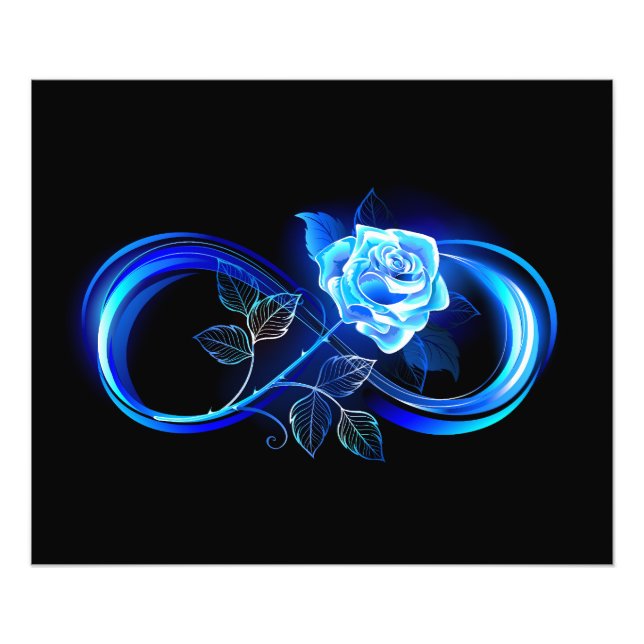 Glowing infinity with blue rose photo print (Front)