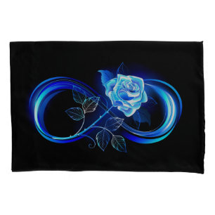 Glowing infinity with blue rose pillow case