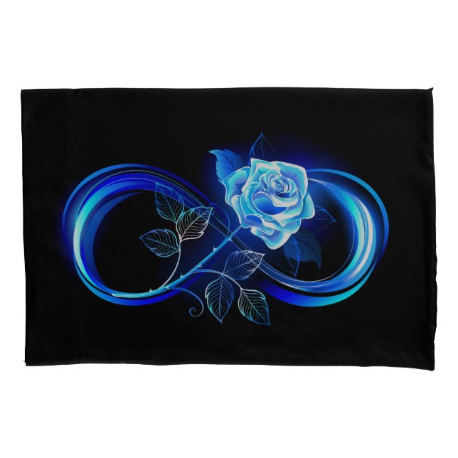 Glowing infinity with blue rose pillow case (Front)