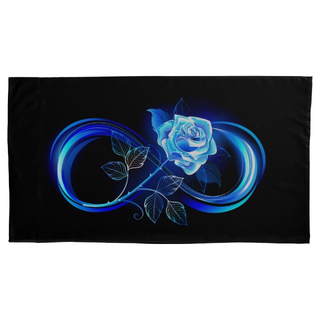 Glowing infinity with blue rose pillow case (Front-Left)