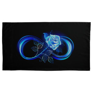 Glowing infinity with blue rose pillow case