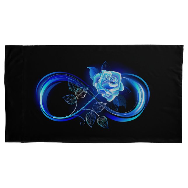 Glowing infinity with blue rose pillow case (Front)