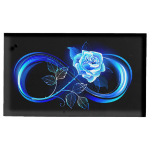 Glowing infinity with blue rose place card holder