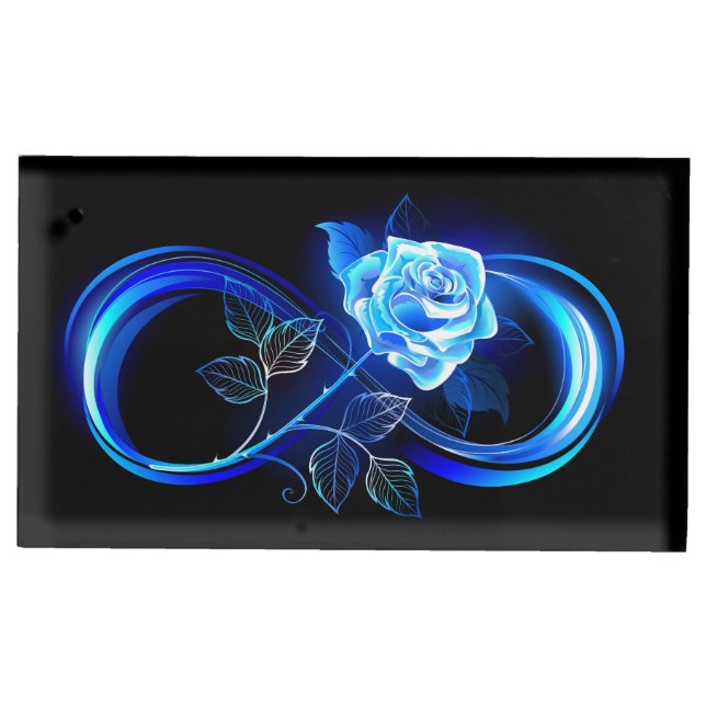 Glowing infinity with blue rose place card holder (Front)