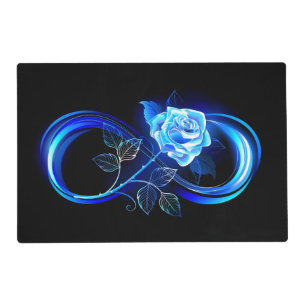 Glowing infinity with blue rose placemat