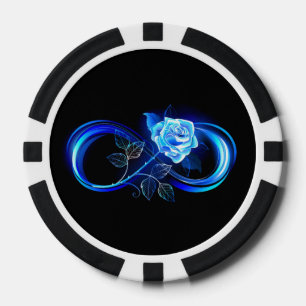 Glowing infinity with blue rose poker chips