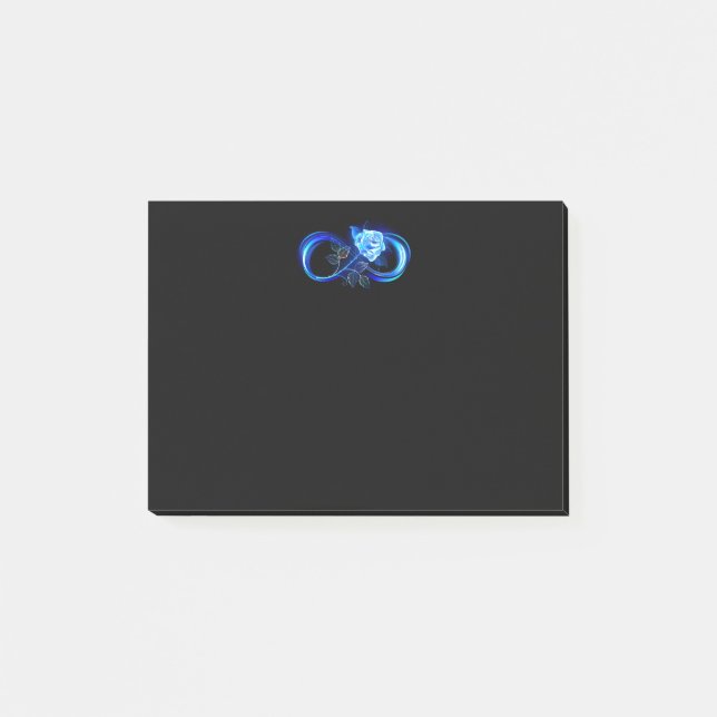 Glowing infinity with blue rose post-it notes (Front)
