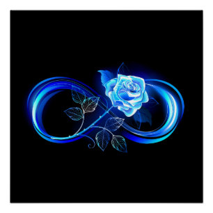 Glowing infinity with blue rose poster