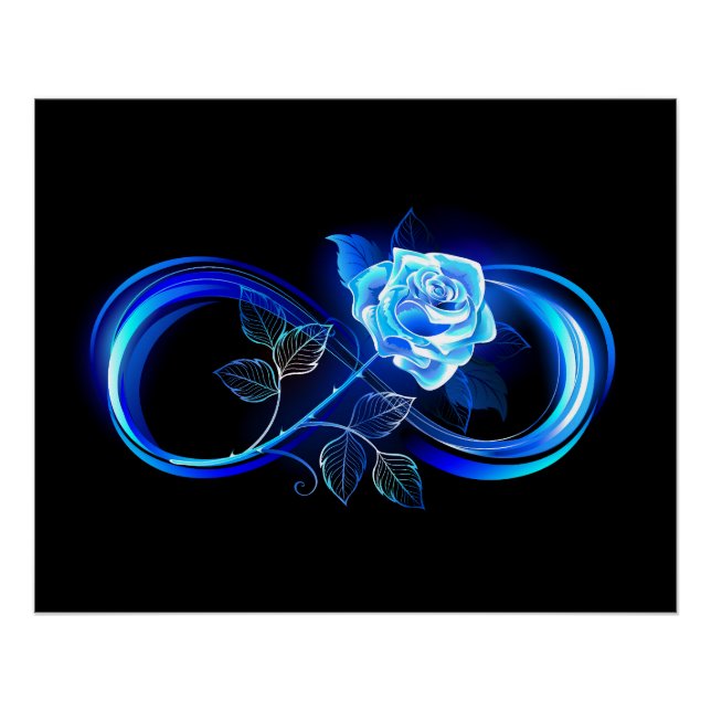 Glowing infinity with blue rose poster (Front)