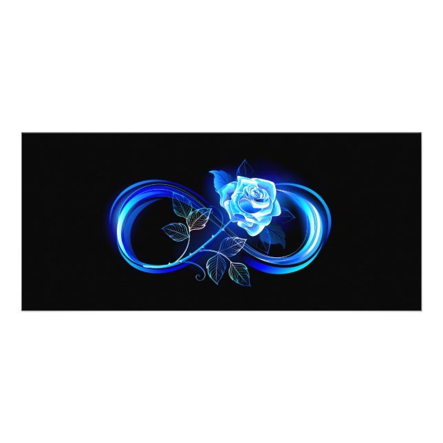 Glowing infinity with blue rose rack card (Front)