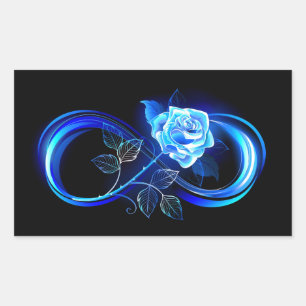 Glowing infinity with blue rose rectangular sticker
