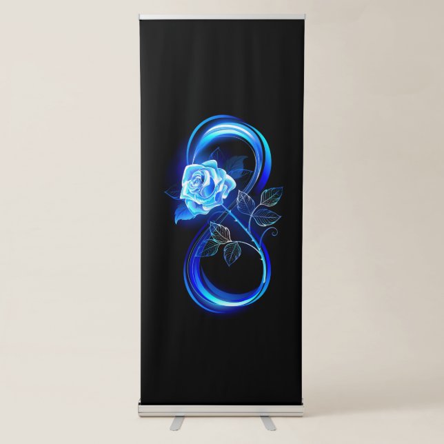 Glowing infinity with blue rose retractable banner (Front)
