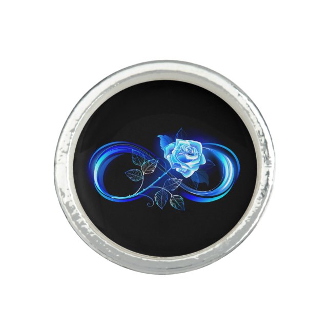 Glowing infinity with blue rose ring (Front)