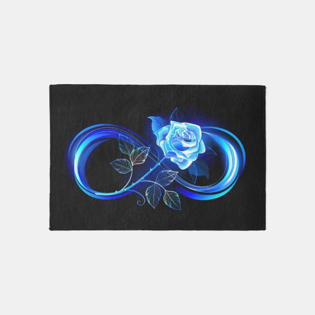 Glowing infinity with blue rose rug (Front)