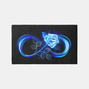 Glowing infinity with blue rose rug