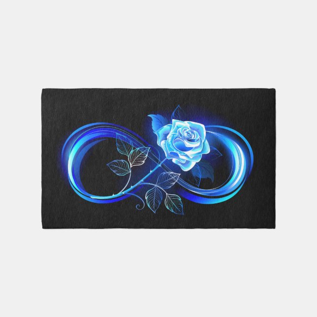 Glowing infinity with blue rose rug (Front)