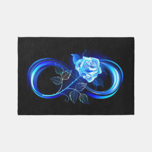 Glowing infinity with blue rose rug