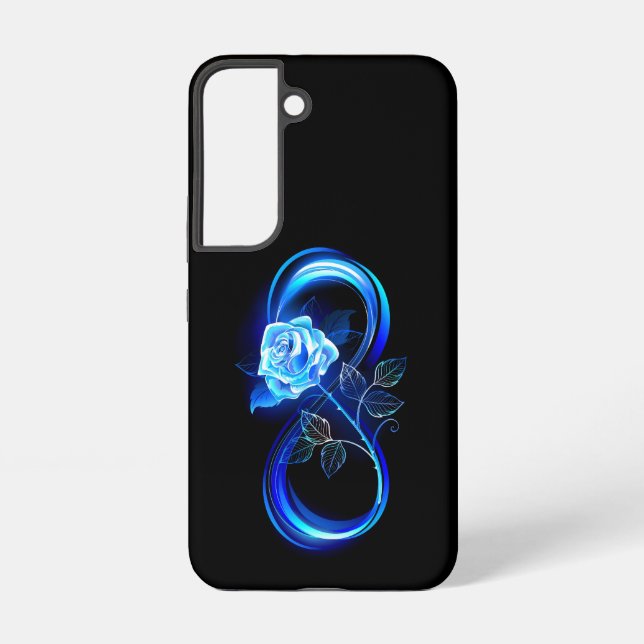 Glowing infinity with blue rose samsung galaxy case (Back)