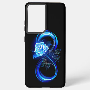 Glowing infinity with blue rose samsung galaxy s21+ case