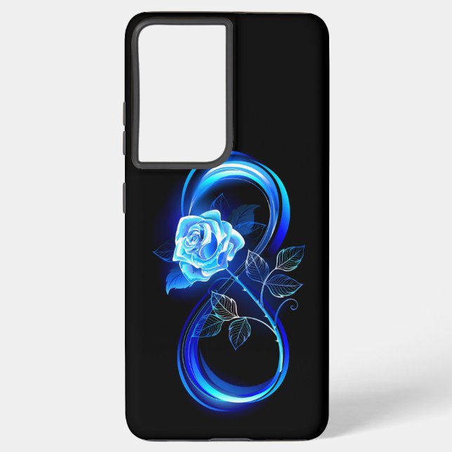 Glowing infinity with blue rose samsung galaxy case (Back)