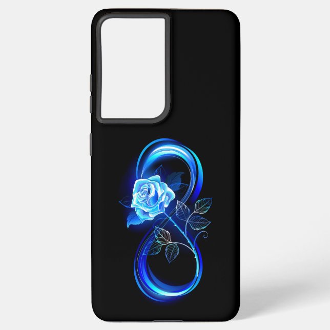 Glowing infinity with blue rose samsung galaxy case (Back)