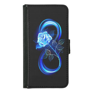 Glowing infinity with blue rose samsung galaxy s5 wallet case