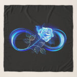 Glowing infinity with blue rose scarf<br><div class="desc">Luminous infinity symbol with glowing,  beautiful,  lushly blooming rose made of blue flames on black background.</div>