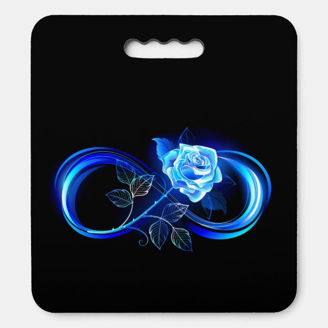 Glowing infinity with blue rose seat cushion (Front Vertical)