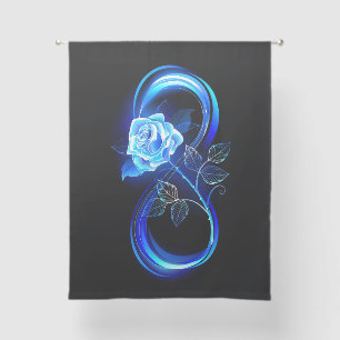 Glowing infinity with blue rose sheer curtains