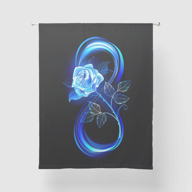 Glowing infinity with blue rose sheer curtains (Front)