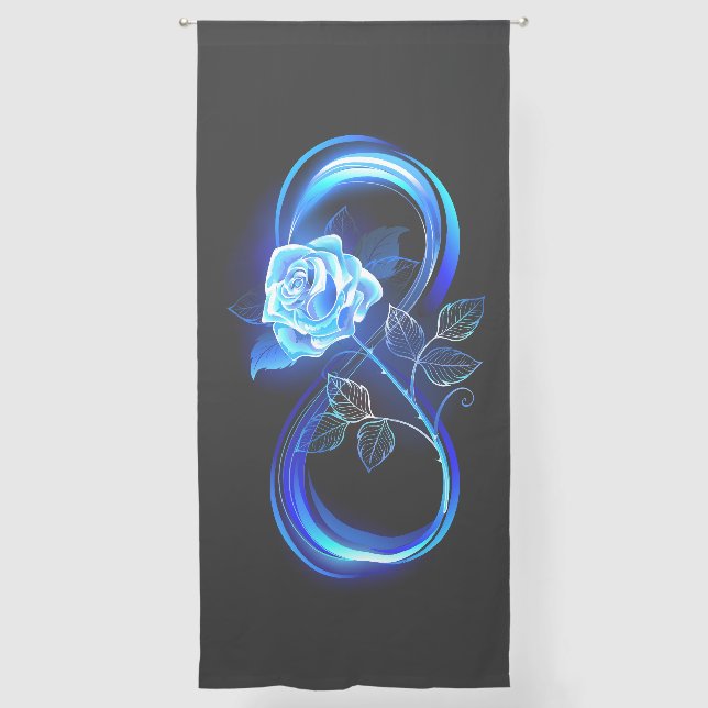 Glowing infinity with blue rose sheer curtains (Front)