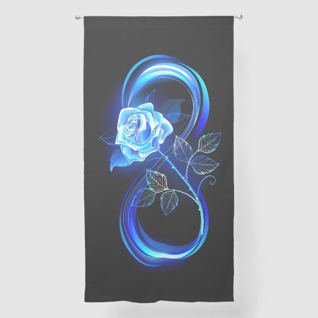 Glowing infinity with blue rose sheer curtains (Front)