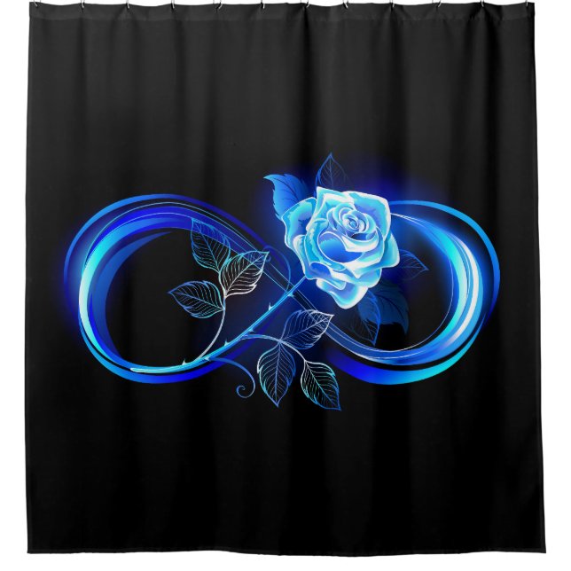 Glowing infinity with blue rose shower curtain (Front)