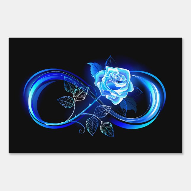 Glowing infinity with blue rose sign (Front)